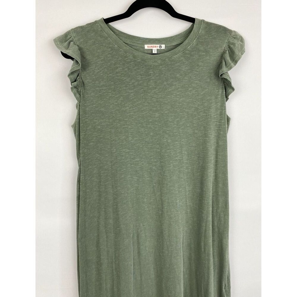 Anthropologie Sundry Ayana Flutter Cap Sleeve Midi Dress, Sage Green - Size L - Picture 4 of 10